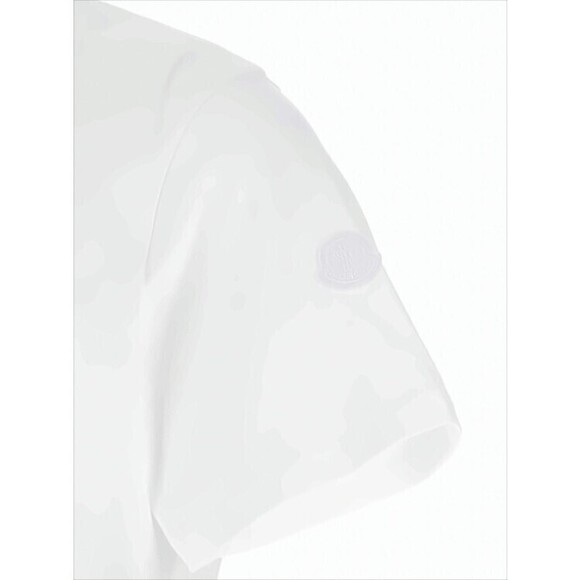 Moncler Short-Sleeve White Cotton T-Shirt With Bold Logo - NWT